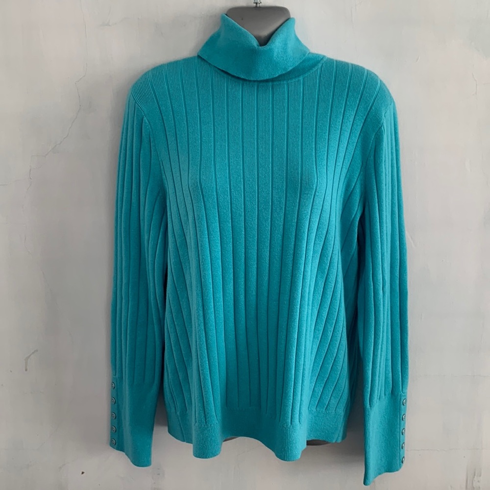 Talbots Sweater XL Turtleneck Turquoise New With Tags